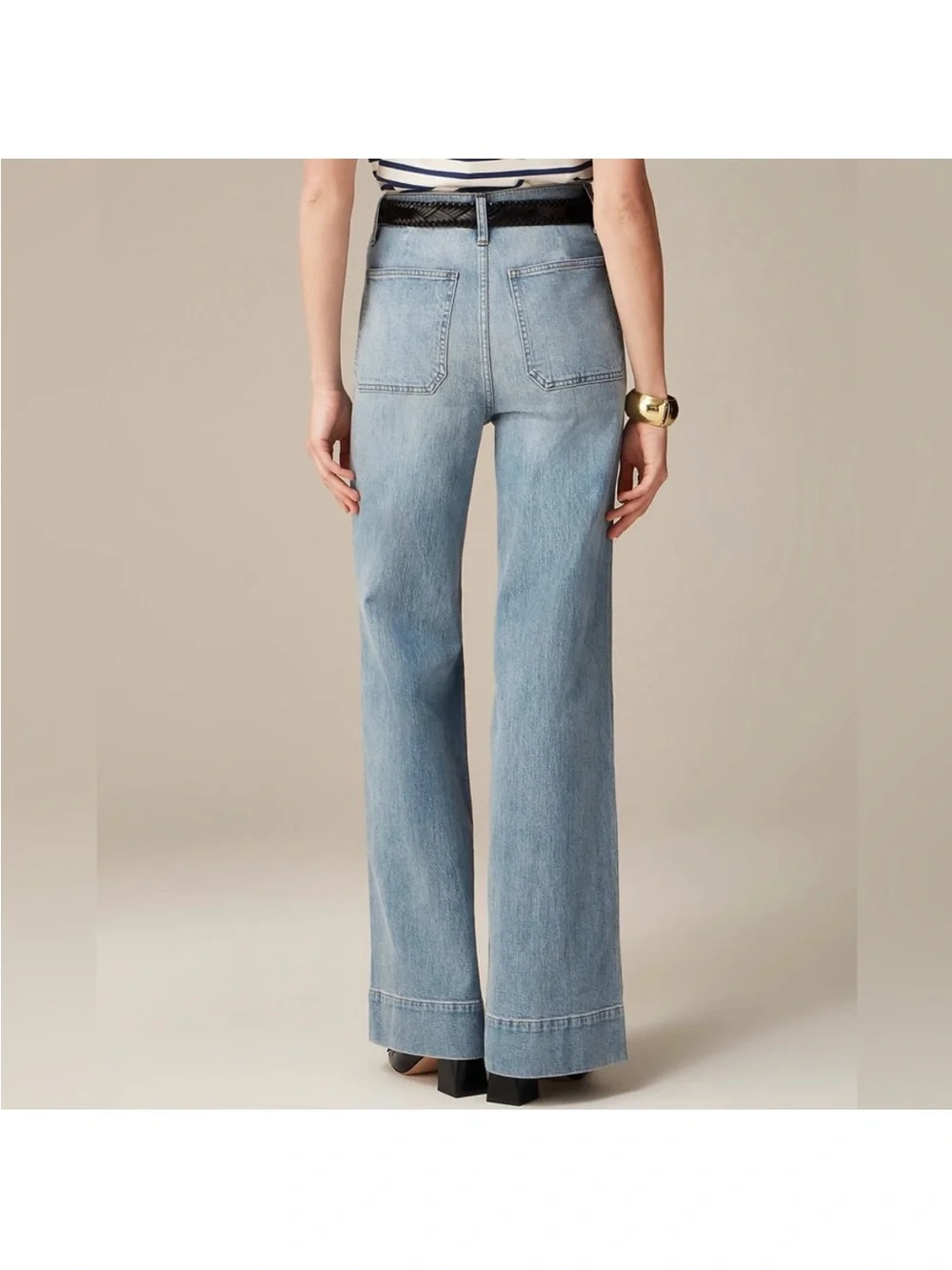 J. Crew Sailor Denim High Rise Wide Leg Trouser Jeans Blue River Wash 28